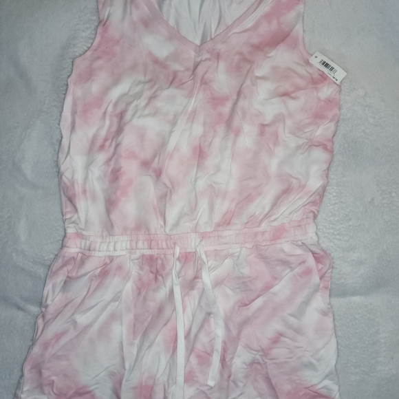 Amazon Pants - Pink and White Tie-Dye Sleeveless Romper